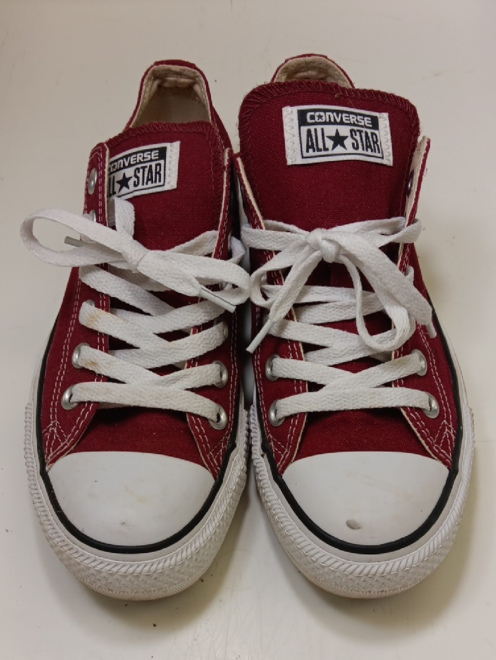 Converse Red Canvas Low Top Sneakers with White Accents